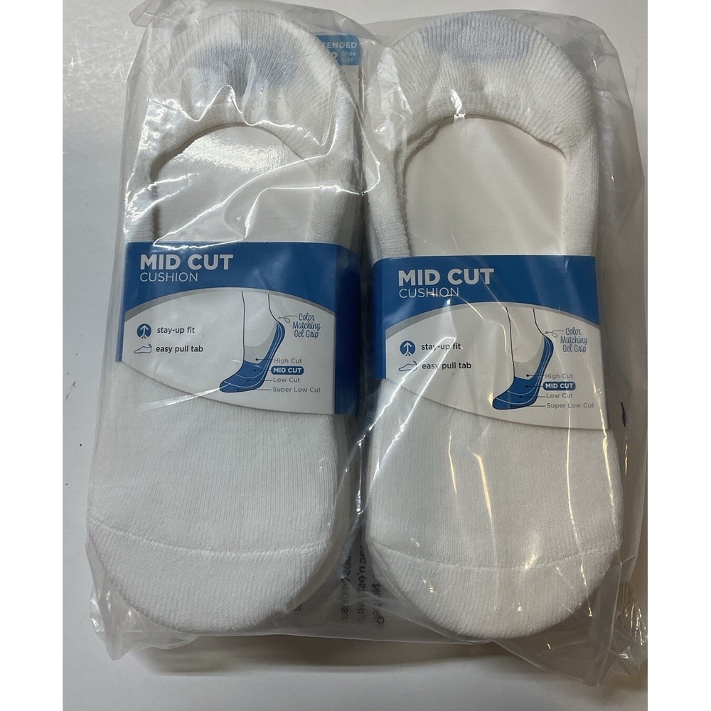 NIP Lot of 12 Pairs‎ Peds Mid Cut Cushion No Show Liner Socks White Size 8-12
